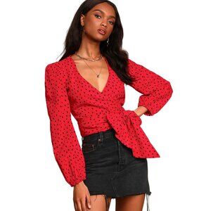 Billabong x Sincerely Jules Wrapped in Love Long Sleeve Wrap Crop Top Size L NEW